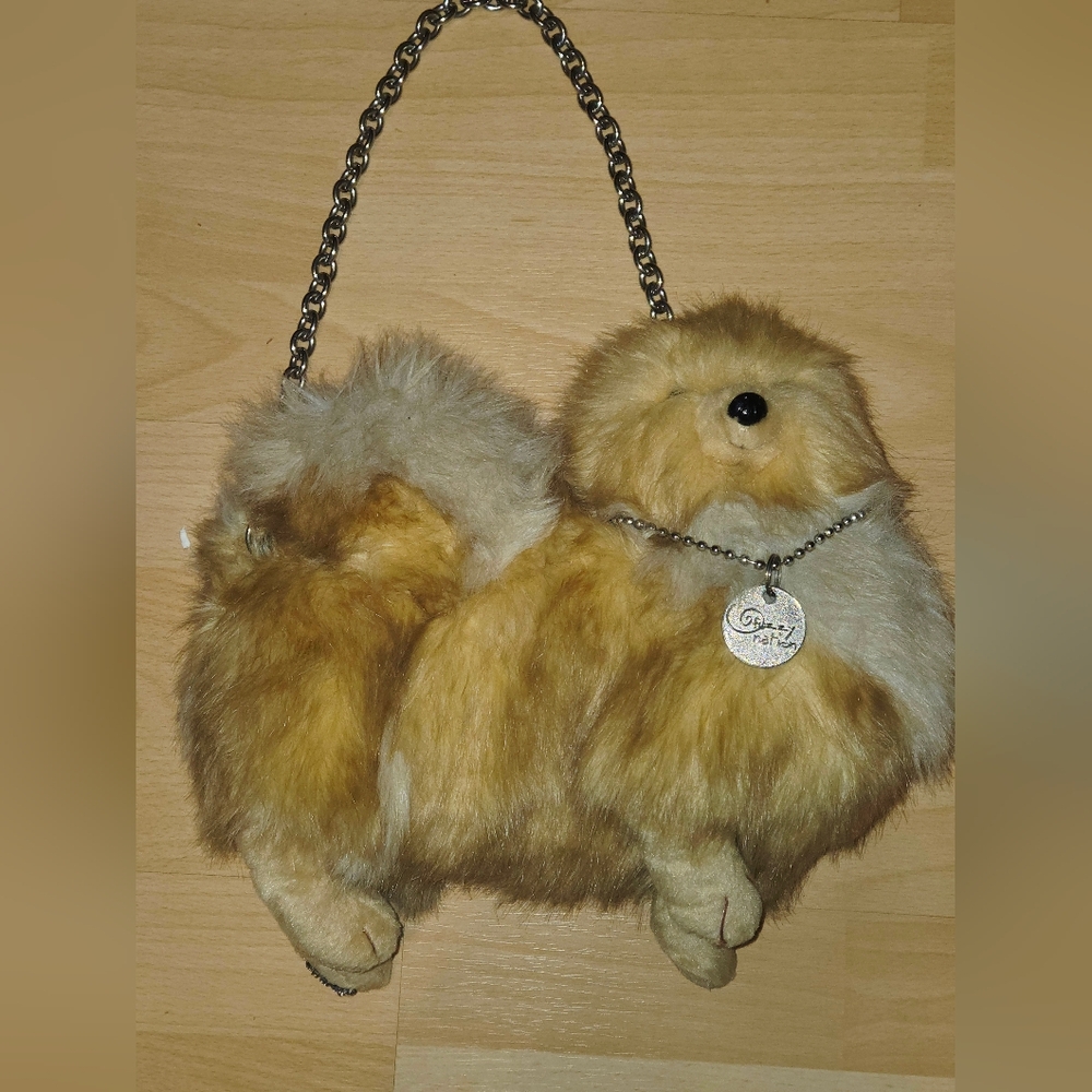 Rare Fuzzy Nation Pomeranian Puppy Purse Handbag